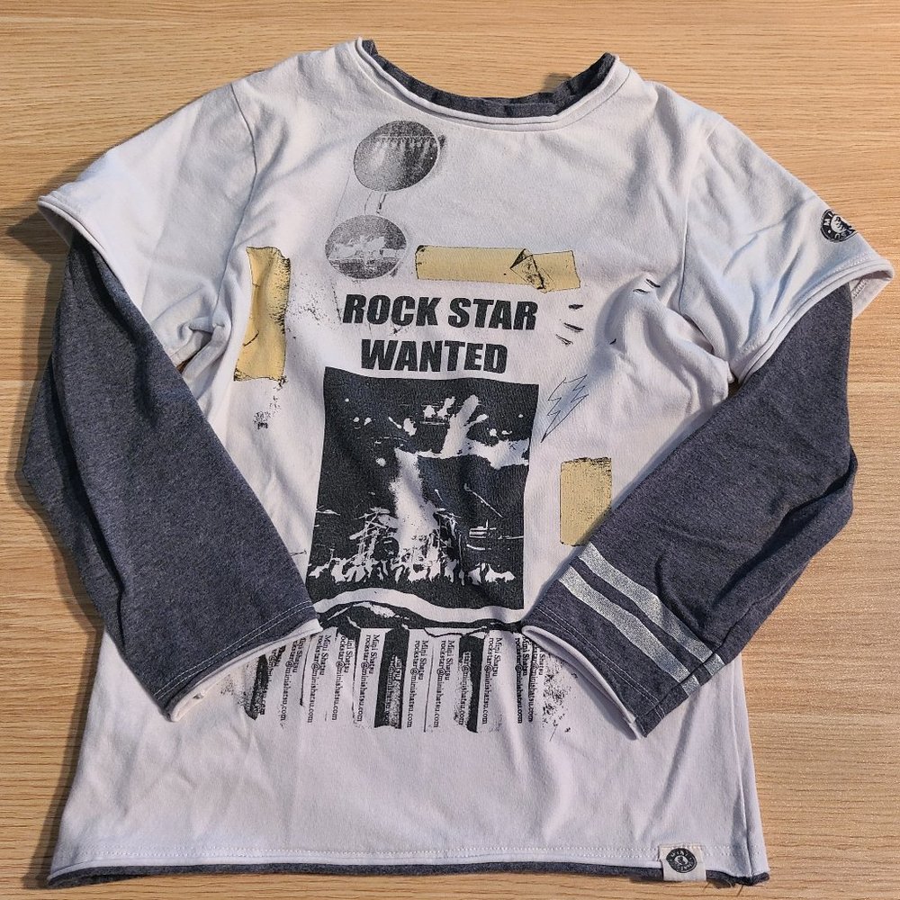 Mini Shiatsu "Rockstar Wanted" Long Sleeved Shirt for Boys Size 5